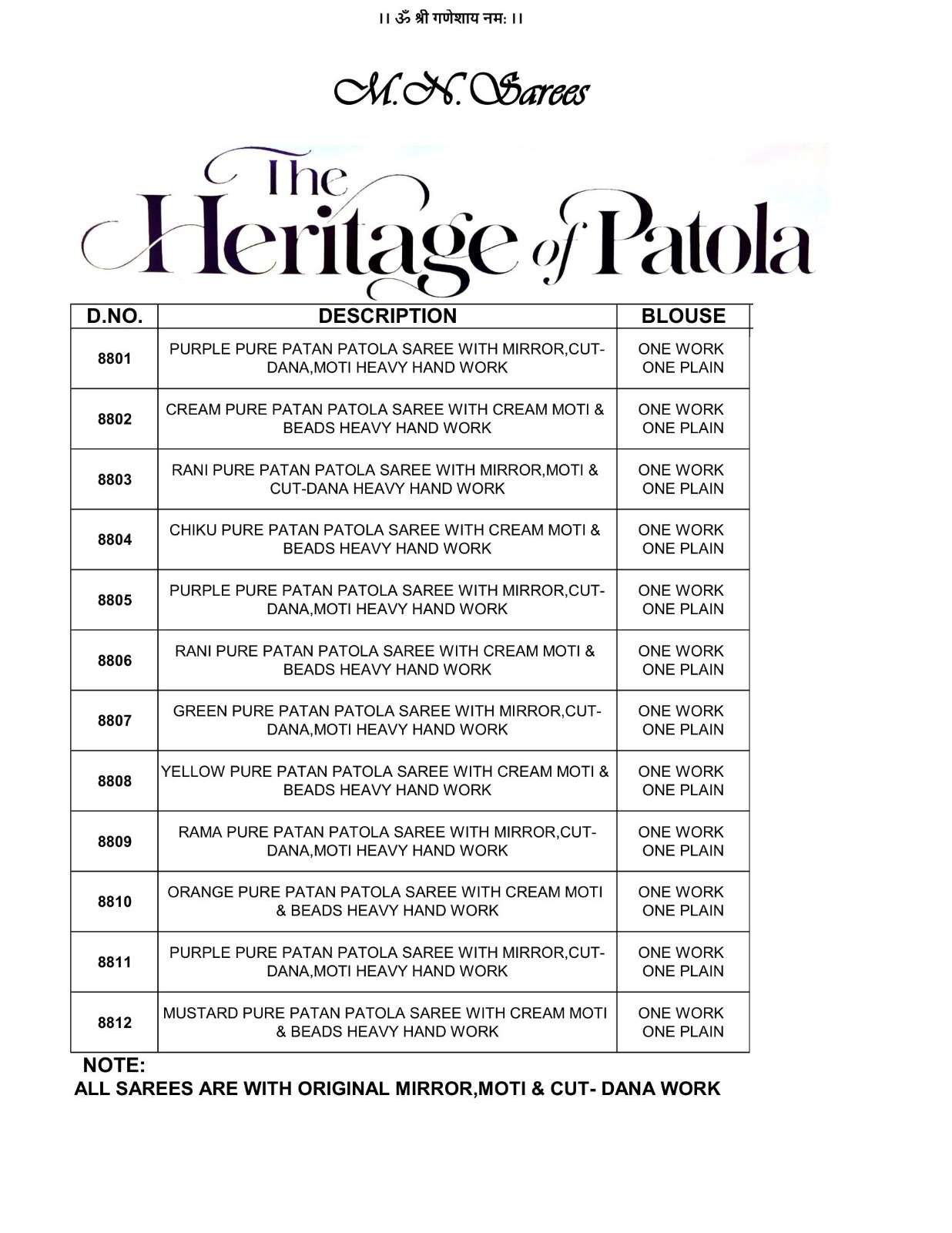 MN The Heritage Of Patola 8800 Series fancy fabric saree wholesale in surat